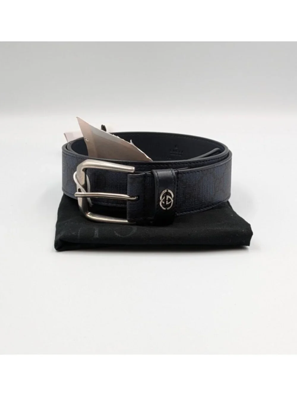 Gucci Men’s Interlocking G Supreme Calfskin W35mm Belt Dark Blue 120cm 673921